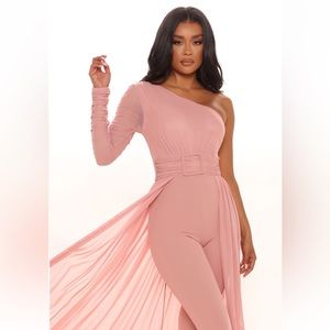 One Should Mauve Jumpsuit w/attached wrap skirt